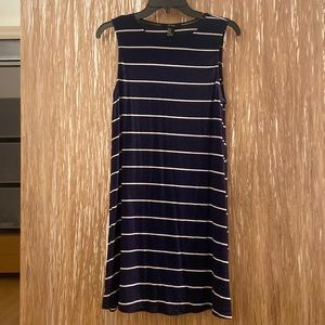 Navy and white striped sleeveless tshirt dress